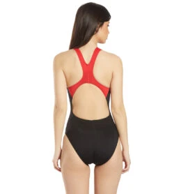 Women's Surf Splice Wave Back One Piece Swimsuit -TYR Shop 5666066137256 red 3a