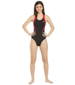 Women's Surf Splice Wave Back One Piece Swimsuit -TYR Shop 5666066137256 red 4a
