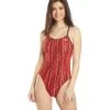 Women's Zircon Swan Back One Piece Swimsuit -TYR Shop 5666087829672 red 1a