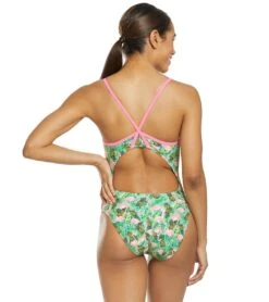 Flamingo Frenzy Thin Strap One Piece Swimsuit 10 Flamingo Frenzy Thin Strap One Piece Swimsuit -TYR Shop 5667011887272 pinkgreenmulti 3a
