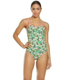 Flamingo Frenzy Thin Strap One Piece Swimsuit 11 Flamingo Frenzy Thin Strap One Piece Swimsuit -TYR Shop 5667011887272 pinkgreenmulti 4a