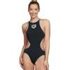 Arena Women's One Big Logo One Piece Swimsuit -TYR Shop 5667733176488 blacksilver 1a