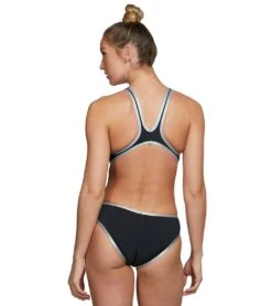 Arena Women's One Big Logo One Piece Swimsuit -TYR Shop 5667733176488 blacksilver 3a