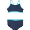 Little Girls' UPF 50+ Active Contrast Solid Two Piece Boyshort Bikini Set -TYR Shop 5668292362408 aquabluenavy 1a