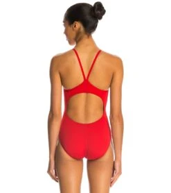 Reliance Solid V-Back One Piece Swimsuit -TYR Shop 5669963530408 red 3a