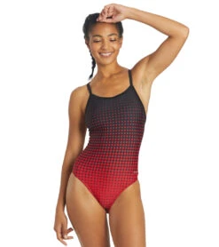 Molecule Thin Strap One Piece Swimsuit -TYR Shop 5670700581032 redblack 2a