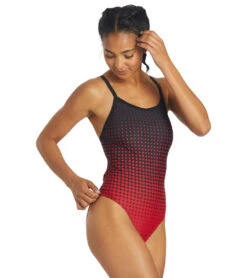 Molecule Thin Strap One Piece Swimsuit -TYR Shop 5670700581032 redblack 3a