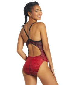 Molecule Thin Strap One Piece Swimsuit -TYR Shop 5670700581032 redblack 4a