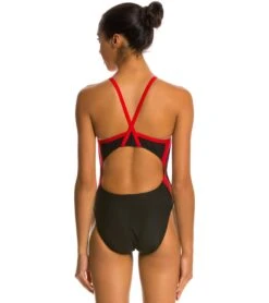 Poly Splice Thin Strap One Piece Swimsuit -TYR Shop 5671947075752 blackred 3a