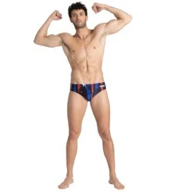 Arena Men's Team Painted Stripes Brief Swimsuit -TYR Shop 5677506724008 blackmultiwhite 3a