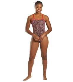 Nike Women's HydraStrong Pixel Party Crossback One Piece Swimsuit -TYR Shop 5677840629928 universityred 4a