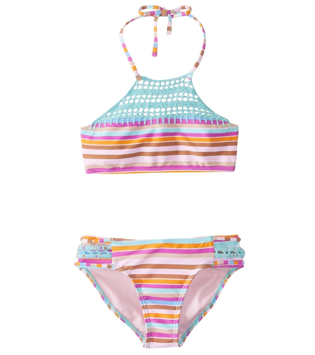 Girls' Laguna Stripes Blooming Lotus Two Piece Bikini Set (Big Kid) 3 Girls' Laguna Stripes Blooming Lotus Two Piece Bikini Set (Big Kid)