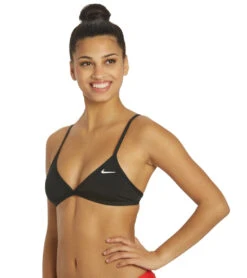 Nike Women's HydraStrong Solid Tie Back Bikini Top -TYR Shop 6033745674408 black 5a