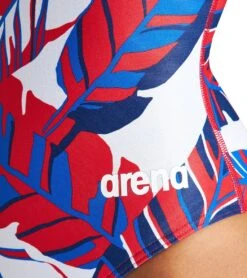 Arena Women's Tropicals Light Drop Back One Piece Swimsuit -TYR Shop 6813959258280 navyredmulti 4a