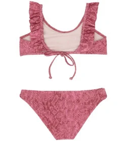 Splendid Girls' Charmer Ruffle Two Piece Bikini Set (Big Kid) -TYR Shop 6837122826408 pinktonal 2a