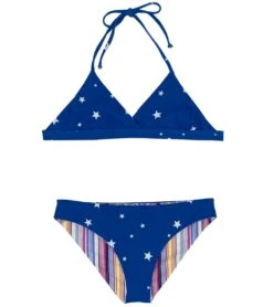 Splendid Girls' Reversible Twinkle Two Piece Bikini Set (Big Kid) -TYR Shop 6837131968680 waterfall 3a