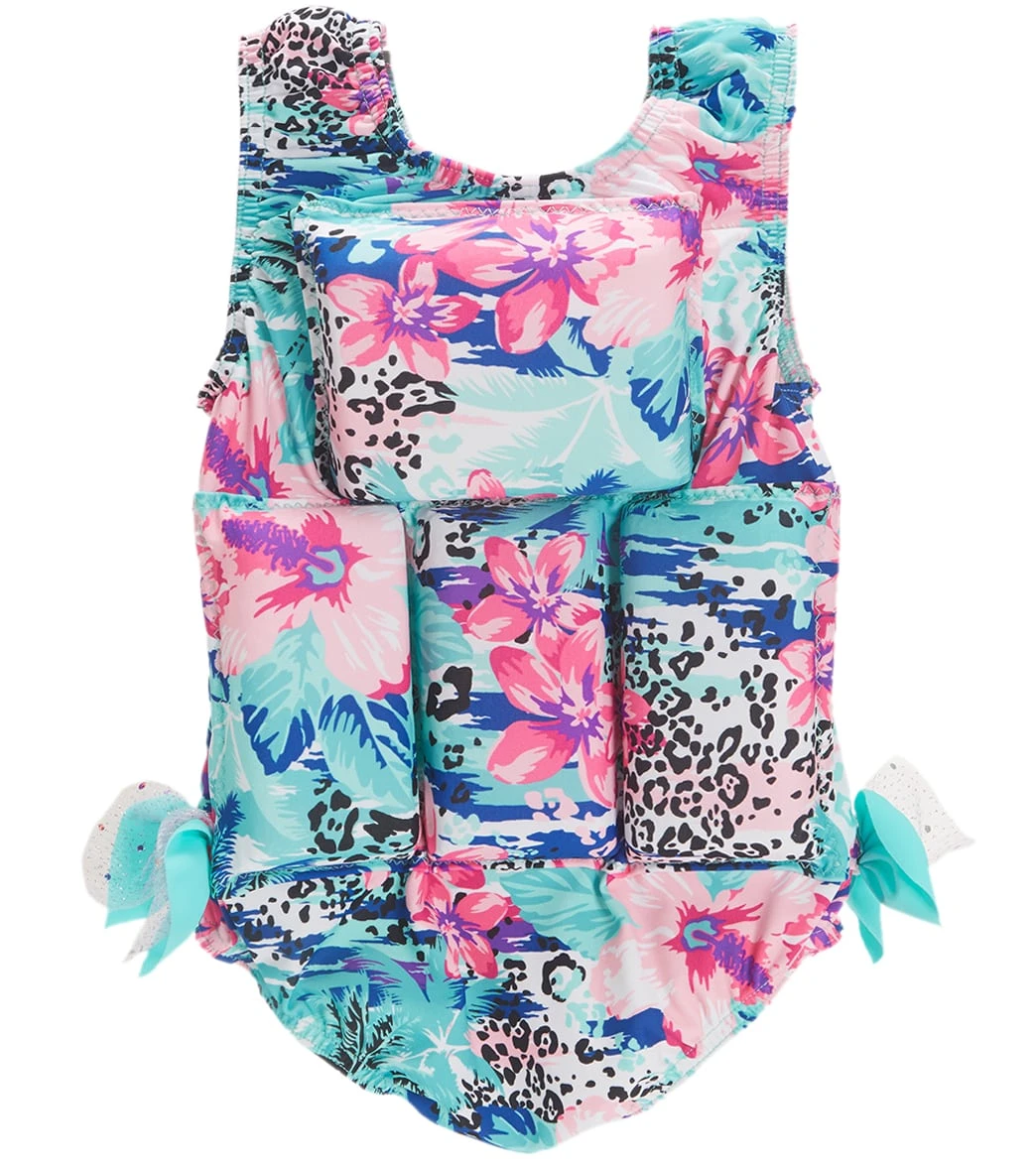 Girl's Leopard Tropical Flotation Swimsuit 4 Girl's Leopard Tropical Flotation Swimsuit - Image 2
