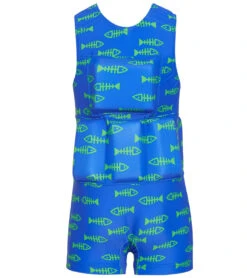 Boy's Bright Blue And Green Fish Bone Flotation Swimsuit 5 Boy's Bright Blue And Green Fish Bone Flotation Swimsuit -TYR Shop 6841533759656 brightbluegreenfishboneprint 2a