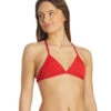 Women's Triangle Solid Bikini Top 1 Women's Triangle Solid Bikini Top -TYR Shop 7012302323880 red 1a