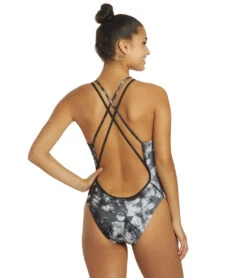 Nike Women's Hydrastrong Tie Dye Spiderback One Piece Swimsuit -TYR Shop 7143578009768 black 3a