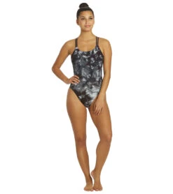 Nike Women's Hydrastrong Tie Dye Spiderback One Piece Swimsuit -TYR Shop 7143578009768 black 4a