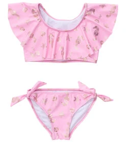 Girls' Seahorse Sparkle Shoulder Flounce Bikini Set (Toddler, Little Kid, Big Kid)