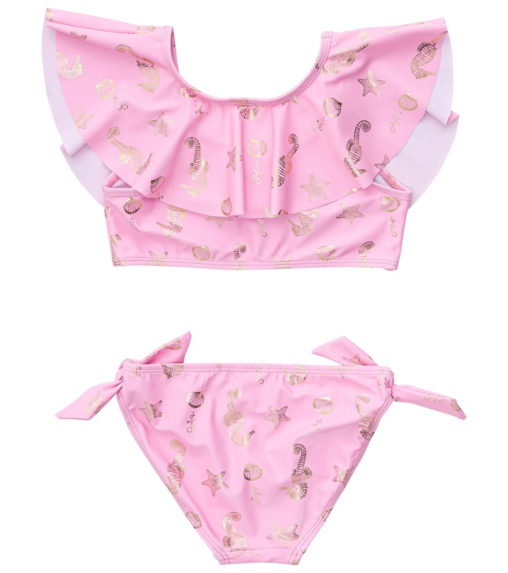Girls' Seahorse Sparkle Shoulder Flounce Bikini Set (Toddler, Little Kid, Big Kid) 4 Girls' Seahorse Sparkle Shoulder Flounce Bikini Set (Toddler, Little Kid, Big Kid) - Image 2