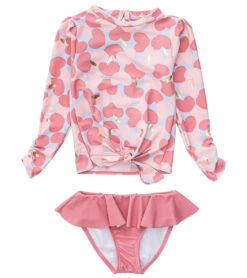 Girls' Apple Love LS Ruffle Set (Baby, Toddler, Little Kid)