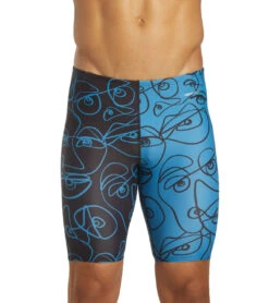 Sporti X ALILscribble Limited Edition Divide Jammer Swimsuit -TYR Shop 7326810636456 blueblack 10a