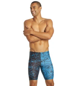 Sporti X ALILscribble Limited Edition Divide Jammer Swimsuit -TYR Shop 7326810636456 blueblack 9a