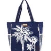 Navy / White Palm Tree Shoulder Tote -TYR Shop 7400662237352 navywhite 1a