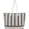 Striped Canvas Bag W/ Braided Rope Handle 2 Striped Canvas Bag W/ Braided Rope Handle -TYR Shop 7400663023784 black 1a