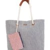 Striped Shoulder Tote W/ Matching Small Bag -TYR Shop 7400663318696 navyred 1a