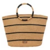 Circle Handle Striped Shoulder Tote -TYR Shop 7400663908520 tanblack 1a