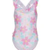 Girls' Painted Flowers Mindy UPF 50+ One Piece Swimsuit (Baby, Toddler, Little Kid) -TYR Shop 7408494248104 paintedflowers 1a