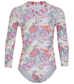 Seafolly Girls' Island In The Sun Long Sleeve One Piece Swimsuit (Baby, Toddler, Little Kid)
