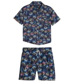 Boys' Colorblock Camp Shirt & Swim Trunks Set (Big Kid)