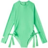 Seafolly Girls' Essential Long Sleeve One Piece Swimsuit (Big Kid) -TYR Shop 7547941650600 jade 1a