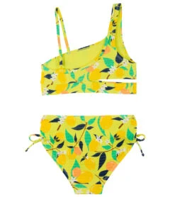 Seafolly Girls' Lemon Soda Asymmetrical Two Piece Bikini Set (Big Kid)