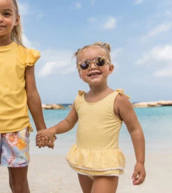 Girls' Marigold Stripe Skirt One Piece Swimsuit (Baby, Toddler, Little Kid) 7 Girls' Marigold Stripe Skirt One Piece Swimsuit (Baby, Toddler, Little Kid) -TYR Shop 7652777623720 yellow 3a