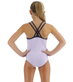 TYR Girls' Solid Olivia Fit One Piece Swimsuit (Little Kid, Big Kid) -TYR Shop 7710367088808 lavender 3a
