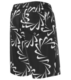 Nike Boys Mini Me Swoosh Line Swim Trunks (Big Kid) -TYR Shop 7763487293608 black 3a