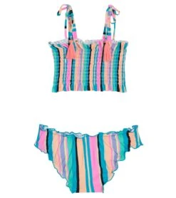 Girls' Playa Stripe Smocked Two Piece Bikini Set (Big Kid) -TYR Shop 7774055727272 multi 2a
